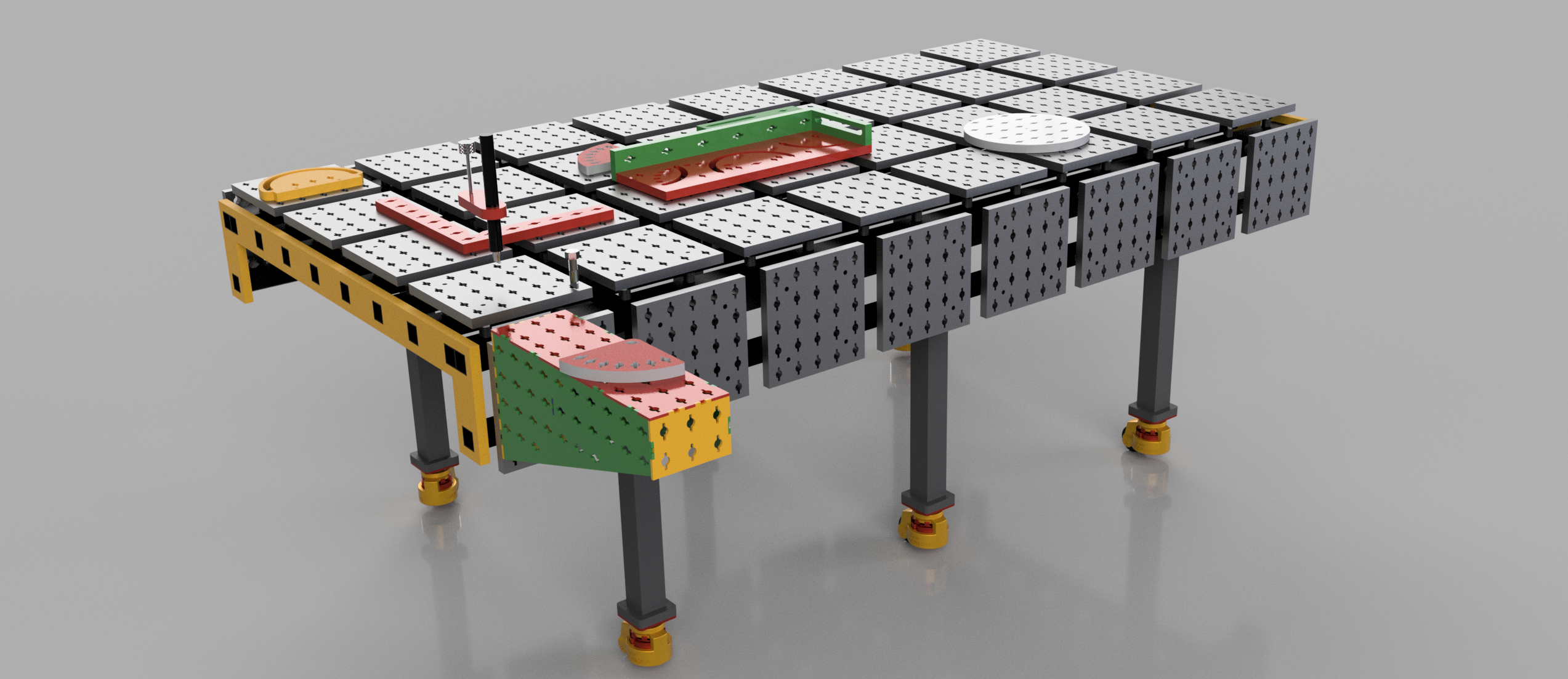 焊接工作台和调平系统3D数模图纸 STEP格式
