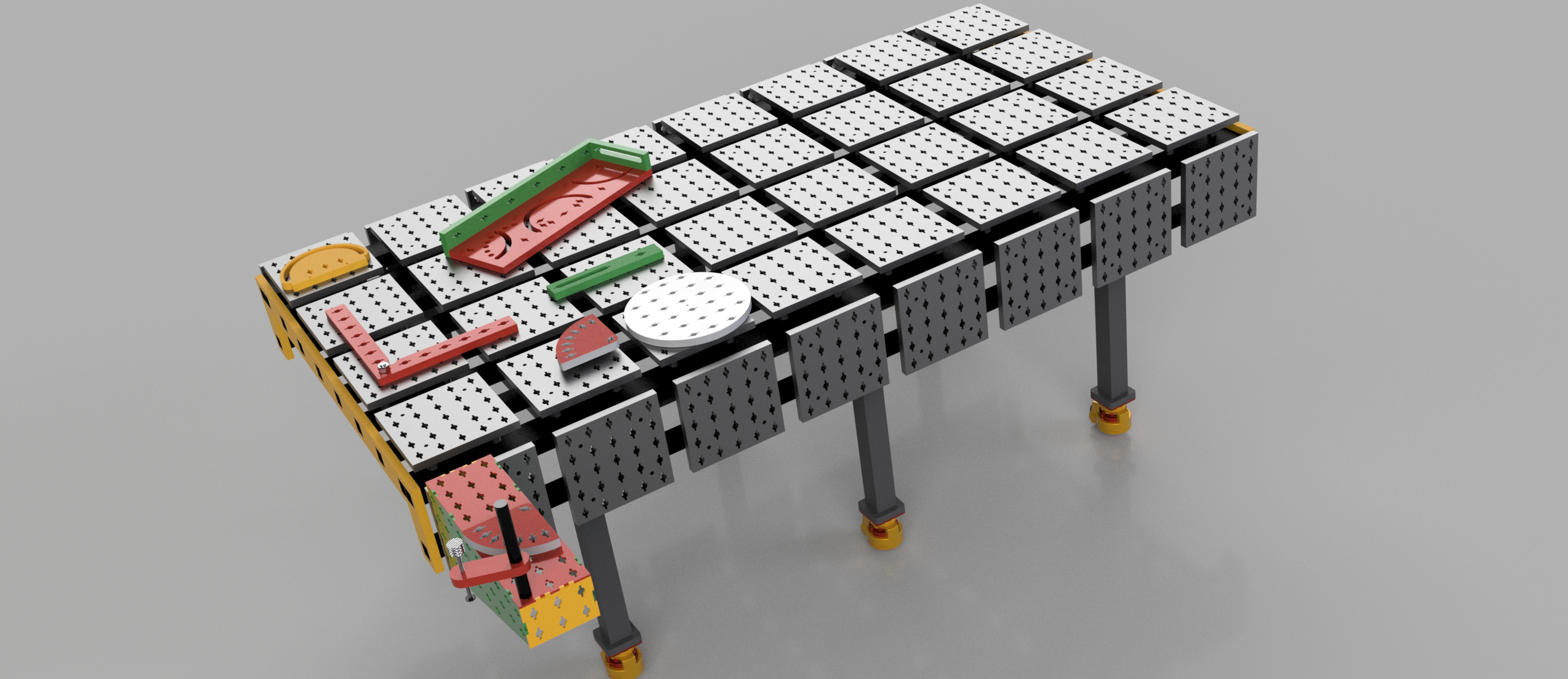 焊接工作台和调平系统3D数模图纸 STEP格式