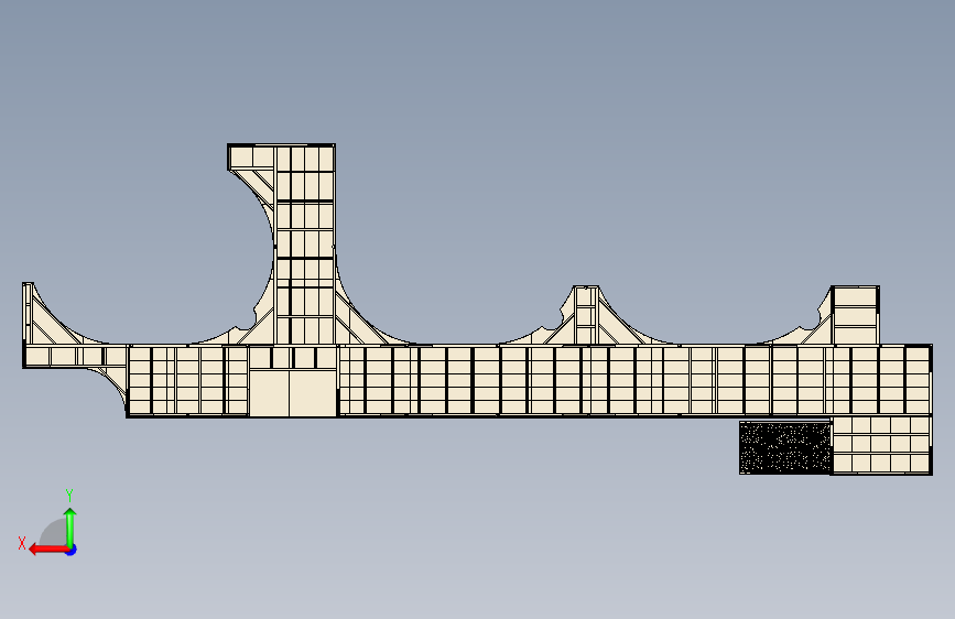 Work platform工作平台3D数模图纸 STEP格式 背面视图