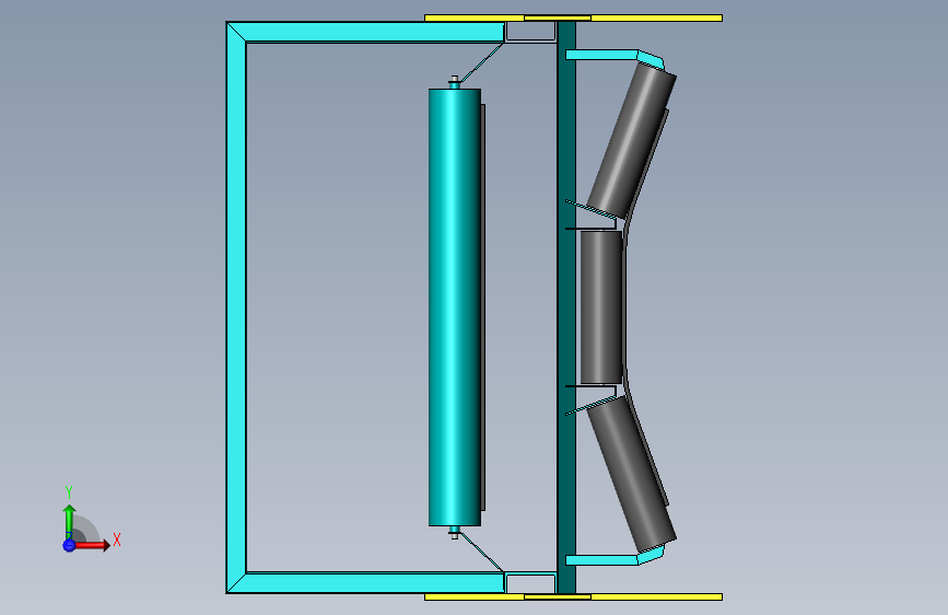 宽1.2m输送带输送机3D数模图纸 Solidworks设计 正面视图