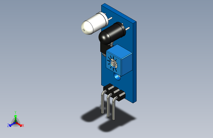 90度角传感器7mm孔离边缘 HW-201-Fusion 360-STEPIGES