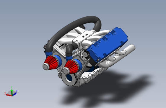 SolidWorks设计的V6发动机总装-SW-