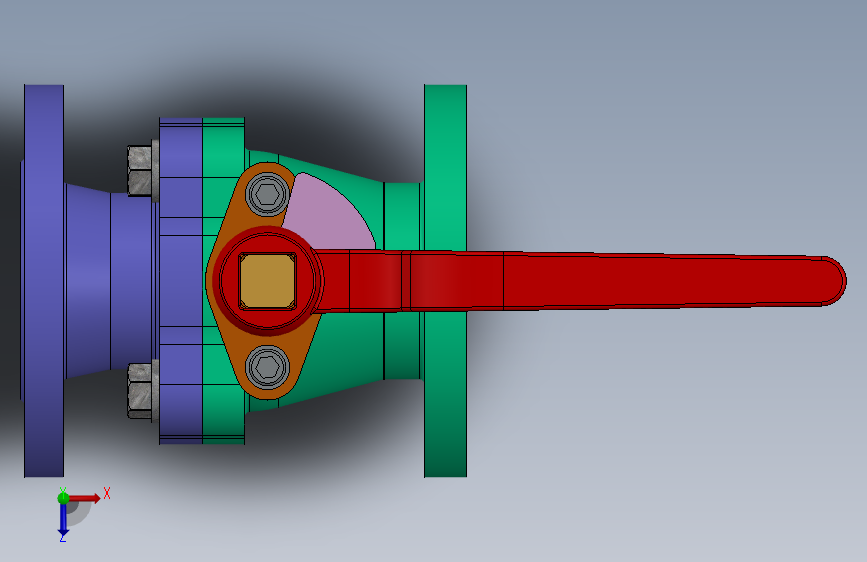 SOLIDWORKS设计的水控阀部件和装配文件-SW- 俯视图
