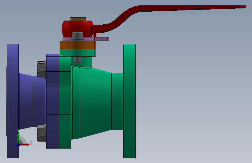 SOLIDWORKS设计的水控阀部件和装配文件-SW- 正面视图