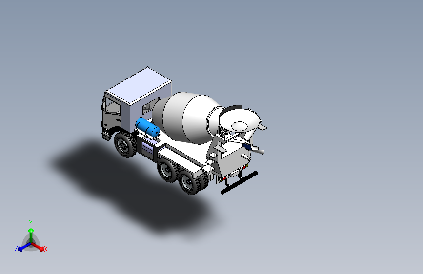 Solidworks设计的水泥搅拌混凝土泵车-SW-