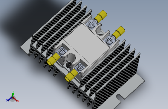 STEP和SolidWorks部件模型带散热器的SolidWorks组件文件夹中的单独零件Relay SSR-40DA-SW-STEPIGES