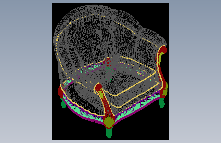 花纹豪华扶手椅(Modenese)--Autodesk 3ds Max