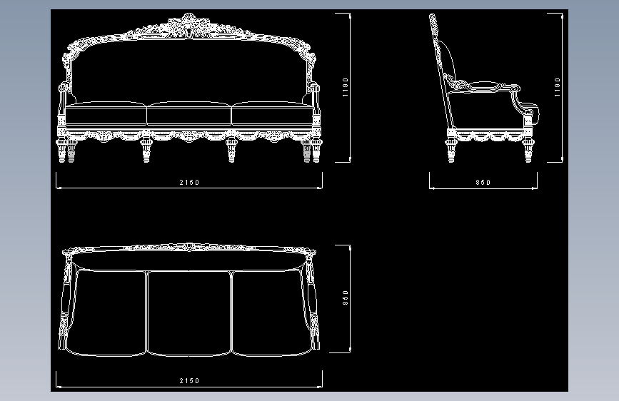 华丽皇家沙发--AutoCAD