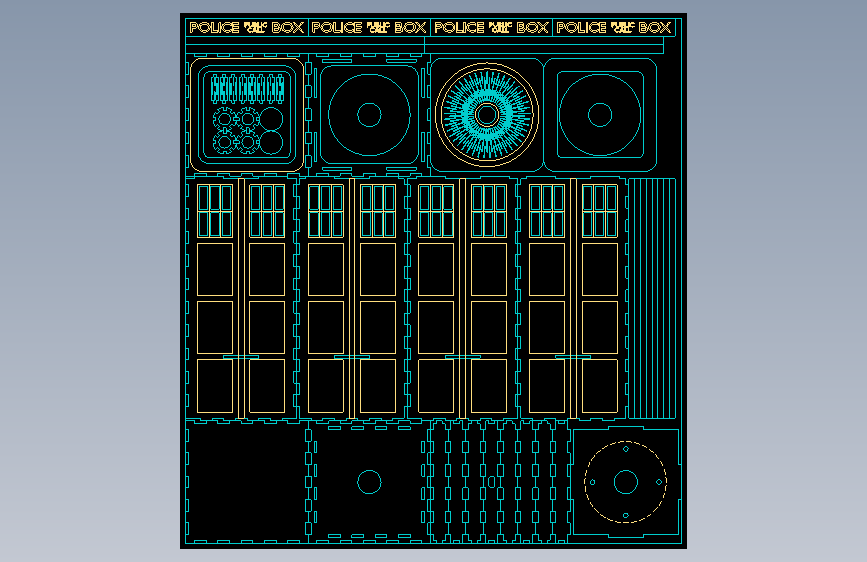 蓝色时空飞船台灯-AutoCAD-