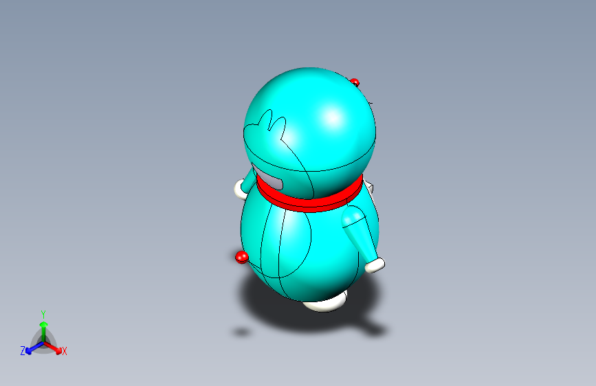 利用零件建模和曲面技术创建的哆啦A梦机器人-CATIA-