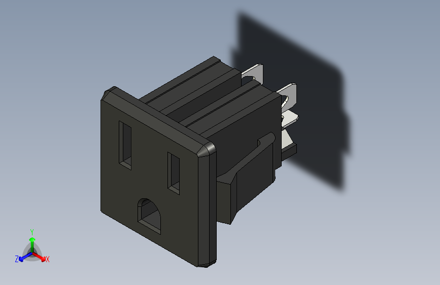 美国面板安装110V电源插座-STEPIGES-FreeCAD