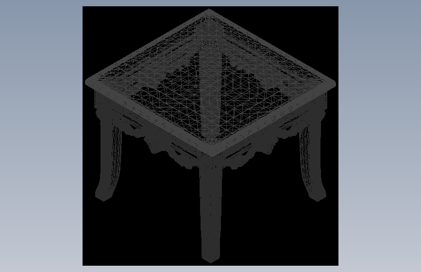 手工雕刻的方形小边桌-AutoCAD-Wavefront OBJ