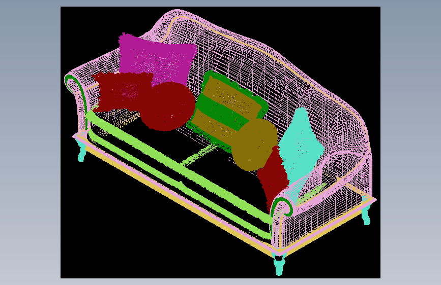 舒适豪华的天鹅绒沙发-AutoCAD-