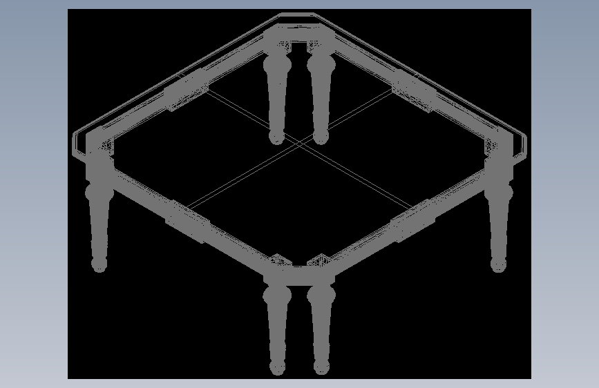 镶有绿色斜面玛瑙和金箔装饰的方形咖啡桌-AutoCAD-