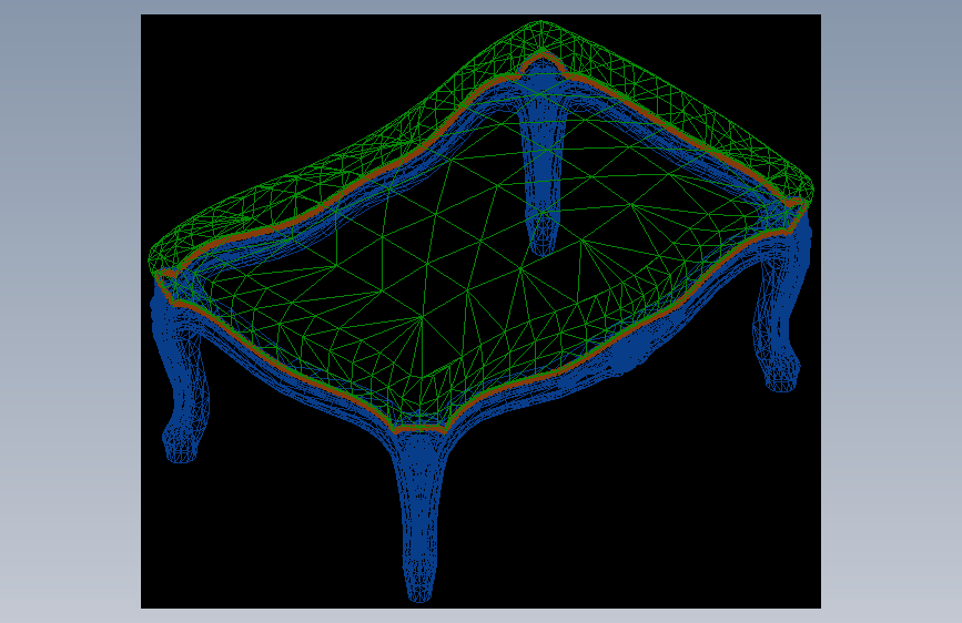 意大利Modenese家具生产商的皇家经典软凳-AutoCAD-