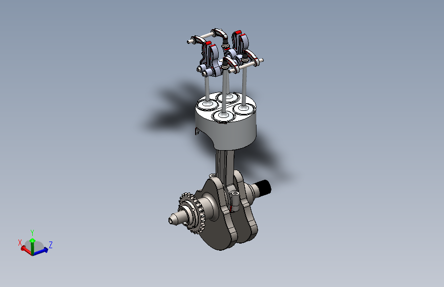 单缸发动机内部结（活塞、阀门） SW23