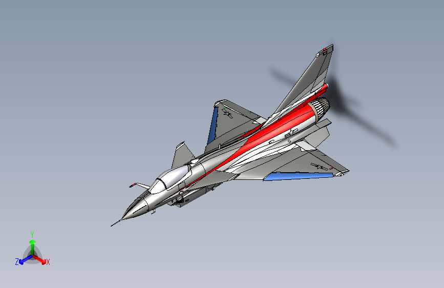 歼10战斗机（八一表演队飞机J10） 3D模型SolidWorks三维设计图