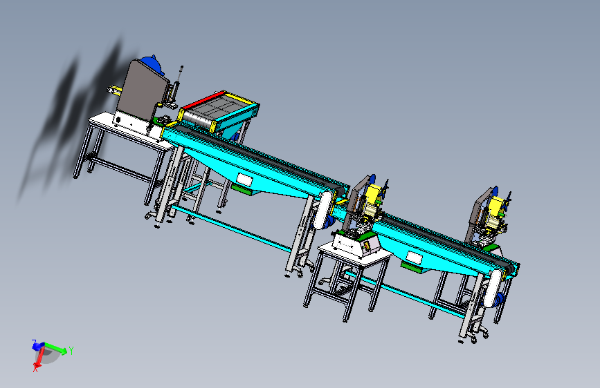 半自动标签贴标生产线3D数模图纸+Solidworks17设计