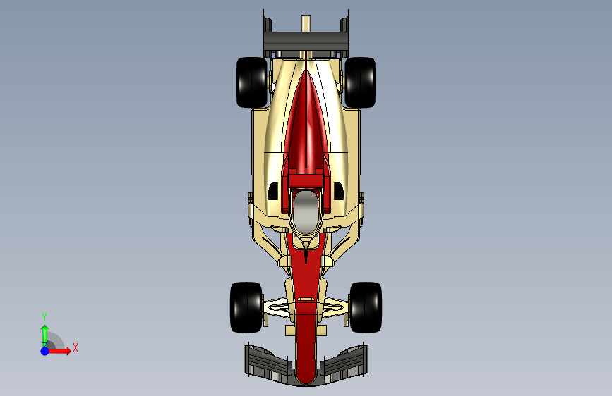 F1 汽车 CAD 概念 正面视图