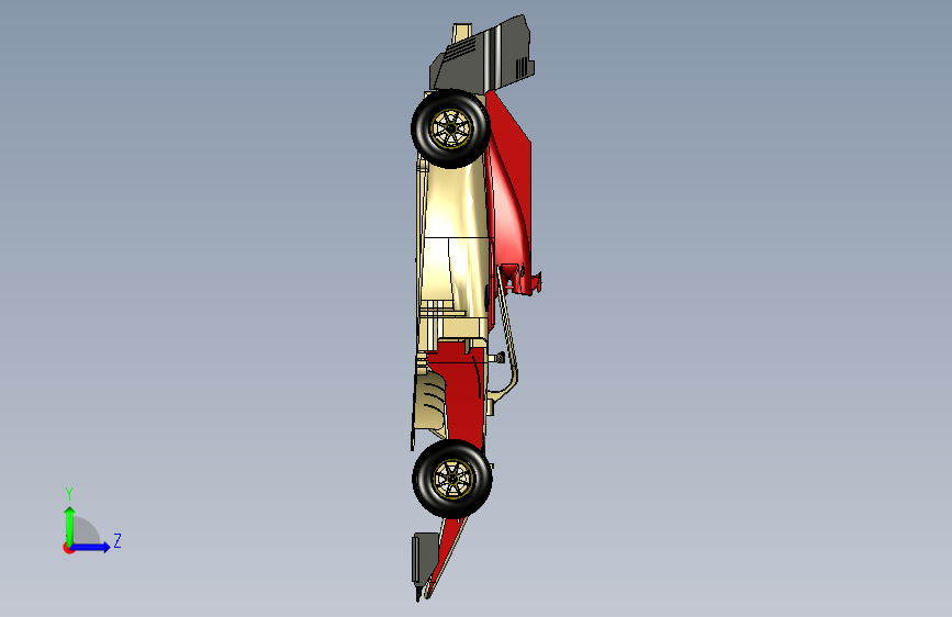 F1 汽车 CAD 概念 左侧视图