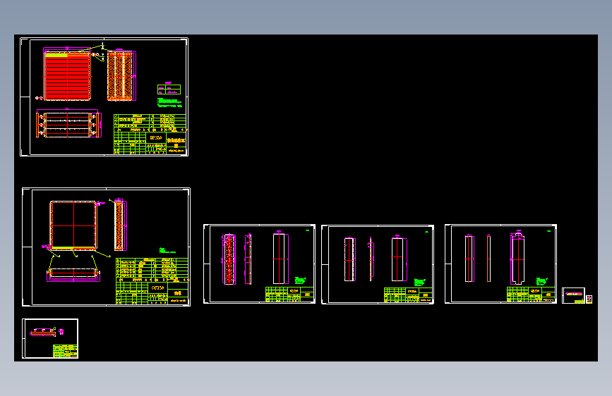 翅片管式换热器cad图纸总装配图及零件图cad图纸