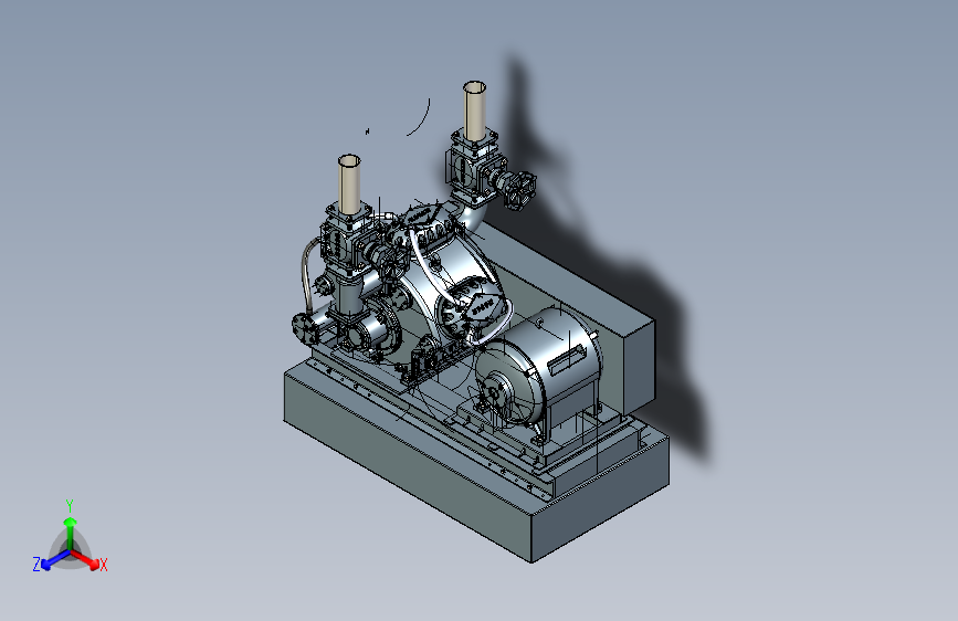 往复式压缩机 3D模型SolidWorks三维设计图