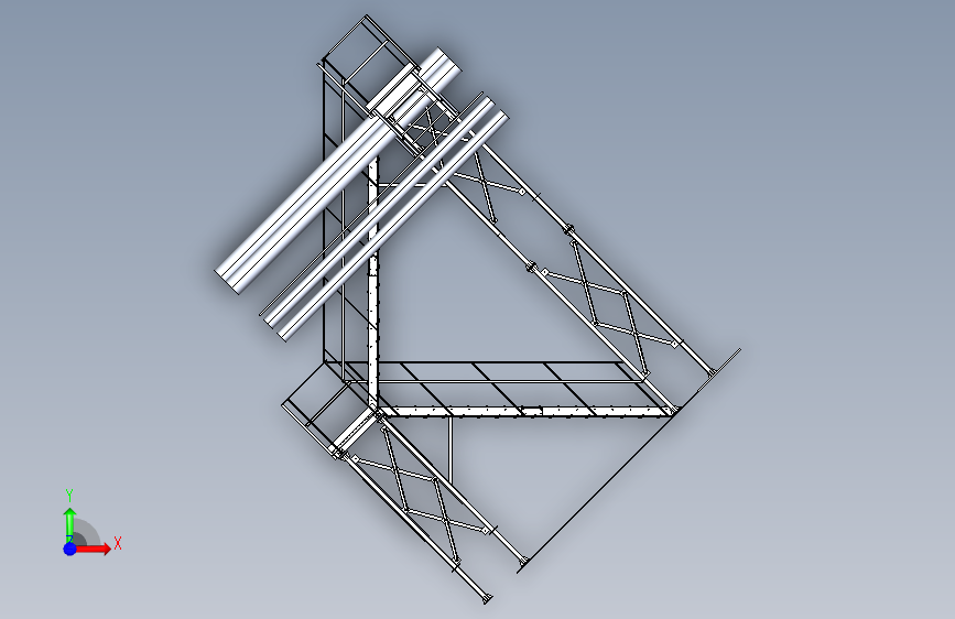 楼梯梯子ladder-through-the-heating-duct-to-a-height-of-6-8-meters IGS 正面视图