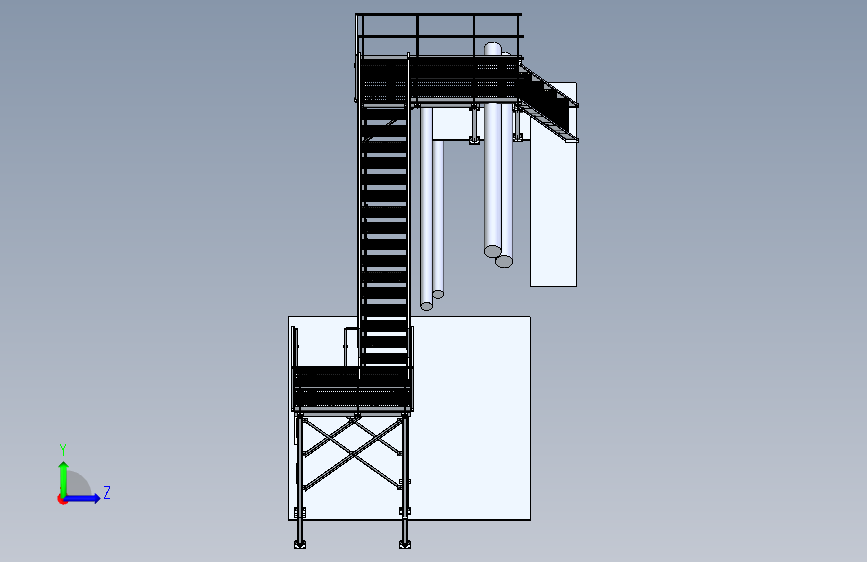 楼梯梯子ladder-through-the-heating-duct-to-a-height-of-6-8-meters IGS 左侧视图