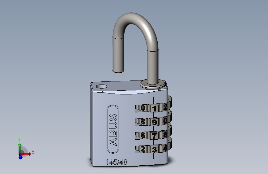 密码挂锁3D图纸 Solidworks设计