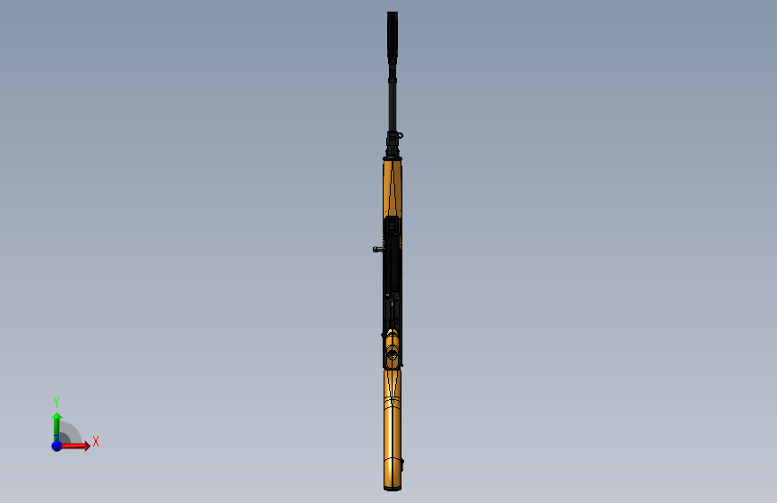 手枪左轮冲锋枪老式狙击步枪设计3D图纸samopal_vz58-1 2 STP SW INV UG X_T 正面视图
