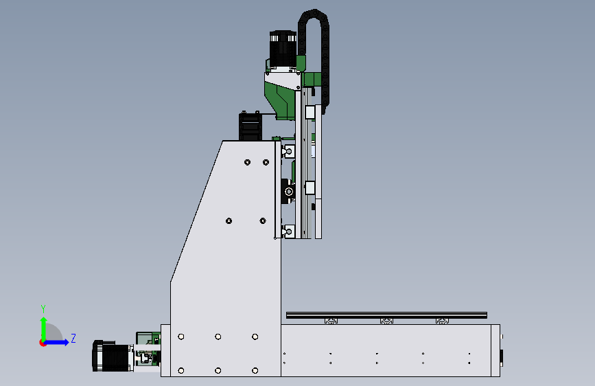 切削设备mini-cnc-80-65-20-v1-2-18323-模型格式为 sw stp 左侧视图