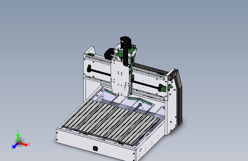 切削设备mini-cnc-80-65-20-v1-2-18323-模型格式为 sw stp 主视图