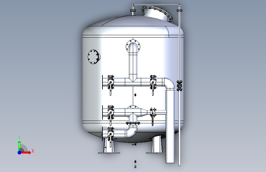 砂滤器 2000 直径 95m3 正面视图