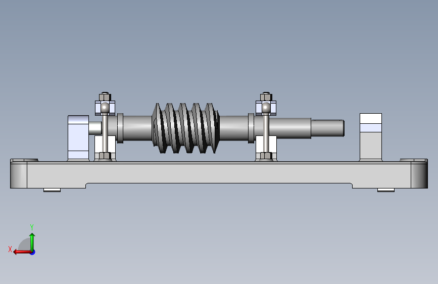 蜗杆轴铣键槽装配CAD+三维 背面视图
