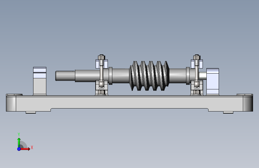 蜗杆轴铣键槽装配CAD+三维 正面视图