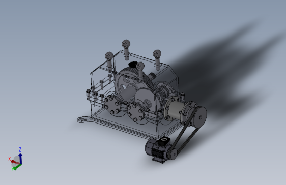 电机变速箱传动系统总成3D模型图纸 Solidworks设计