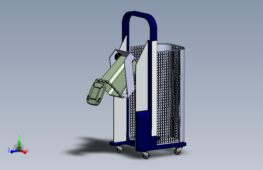 垃圾桶举升倾倒结构3D图纸 Solidworks设计