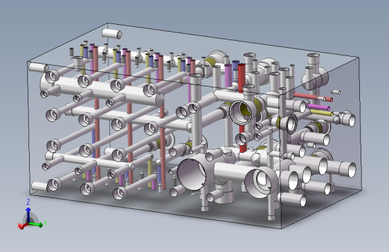 液压阀块样例内部结构solidworks二维三维模型油路集成块阀块设计