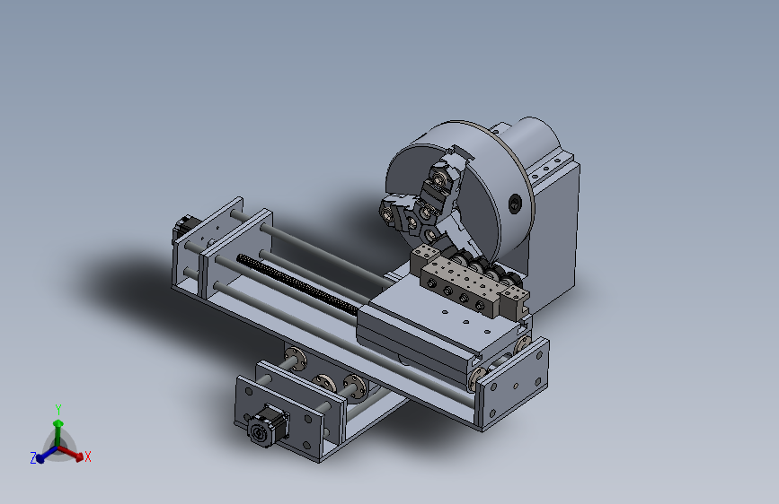 台式小型数控车床CNC加工机床模组3D图纸 Solidworks设计