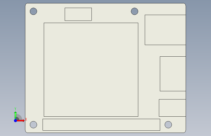 Odroid N2L - 基本尺寸和端口 正面视图