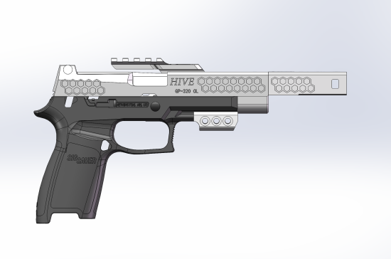 VFC P320 IPSC 包括滑套、枪管、制动器和瞄准镜安装座。四种不同款式供 X5 和 M17 使用。