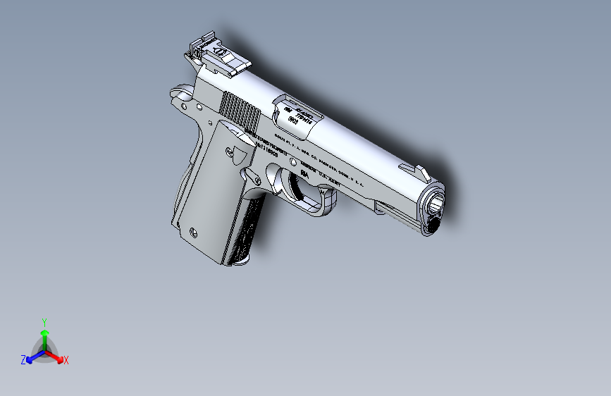 手枪左轮冲锋枪老式狙击步枪设计3D图纸1944-m1911-handgun SW IGS OBJ