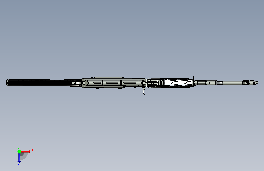 手枪左轮冲锋枪老式狙击步枪设计3D图纸akm-assembled-rifle_akm-1 2 STP IGS SW UG X_T 俯视图