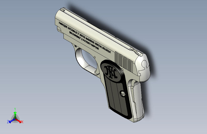 手枪左轮冲锋枪老式狙击步枪设计3D图纸browning-m1906 inventor STP STL