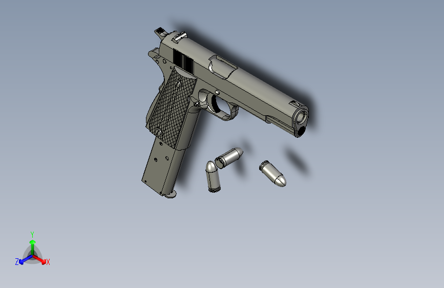 手枪左轮冲锋枪老式狙击步枪设计3D图纸Colt M1911-A1 Redux Semi-Automatic Pistol SW