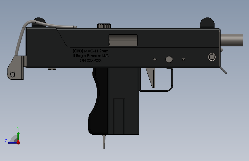 手枪左轮冲锋枪老式狙击步枪设计3D图纸crd-mac-11-inspired-smg-9mm SolidWorks