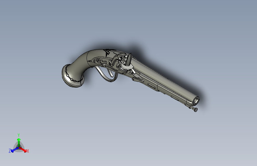 手枪左轮冲锋枪老式狙击步枪设计3D图纸flintlock-pistol SW STP STL