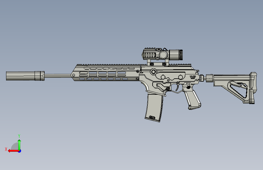 手枪左轮冲锋枪老式狙击步枪设计3D图纸galil-ace-gen-ii-5-56-rifle-step-file-1 2 STP 背面视图