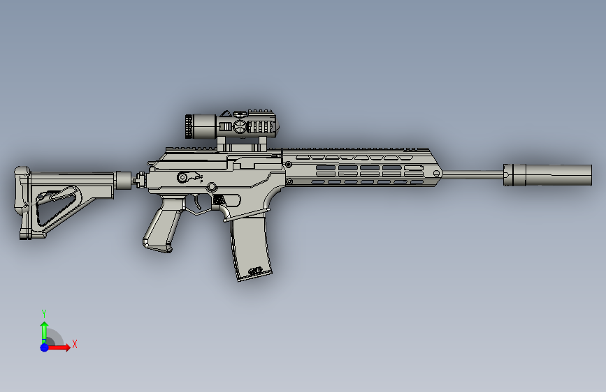 手枪左轮冲锋枪老式狙击步枪设计3D图纸galil-ace-gen-ii-5-56-rifle-step-file-1 2 STP 正面视图