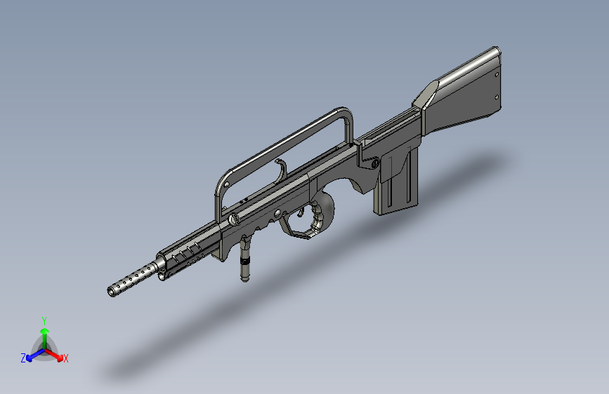 手枪左轮冲锋枪老式狙击步枪设计3D图纸gun-famas CREO X_T SW STP